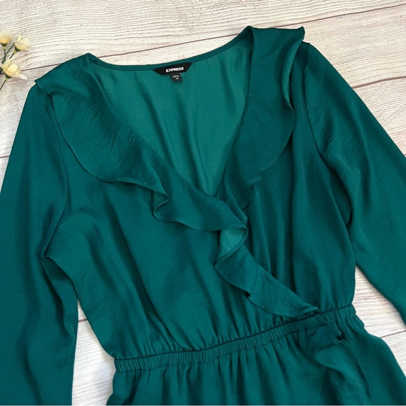 EXPRESS Ruffle Elastic Waist Wrap Dress - Picture 3 of 15